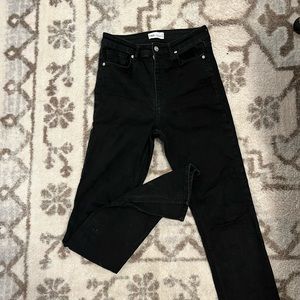 Black Zara Skinny Fit Split Hem Jeans